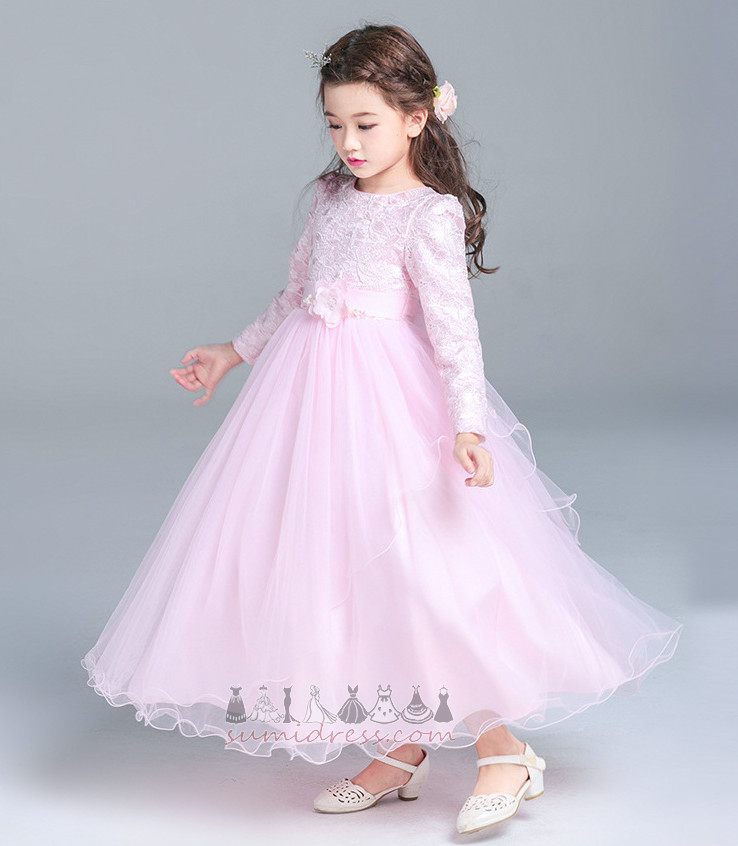 Ankle Length Sweep Train Formal T-shirt A-Line Lace Flower Girl Dress