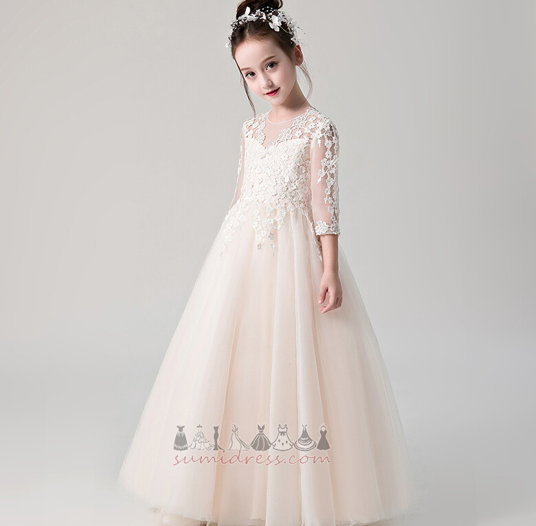 Ankle Length Swing Lace A-Line Multi Layer Lace Flower Girl Dress