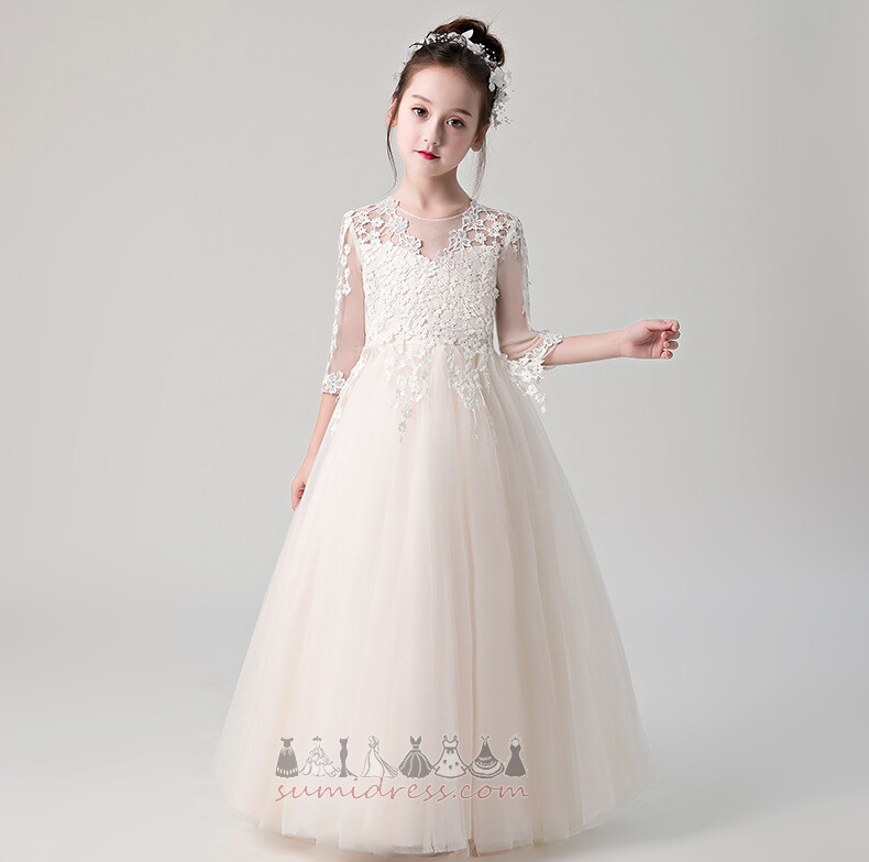 Ankle Length Swing Lace A-Line Multi Layer Lace Flower Girl Dress