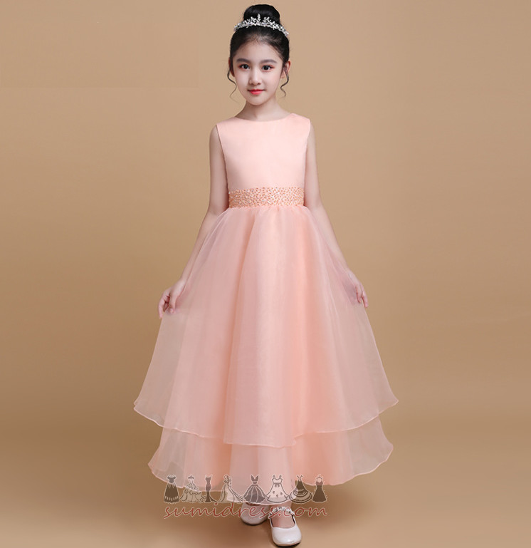 Ankle Length Tiered A-Line Jewel Natural Waist Sleeveless Flower Girl gown