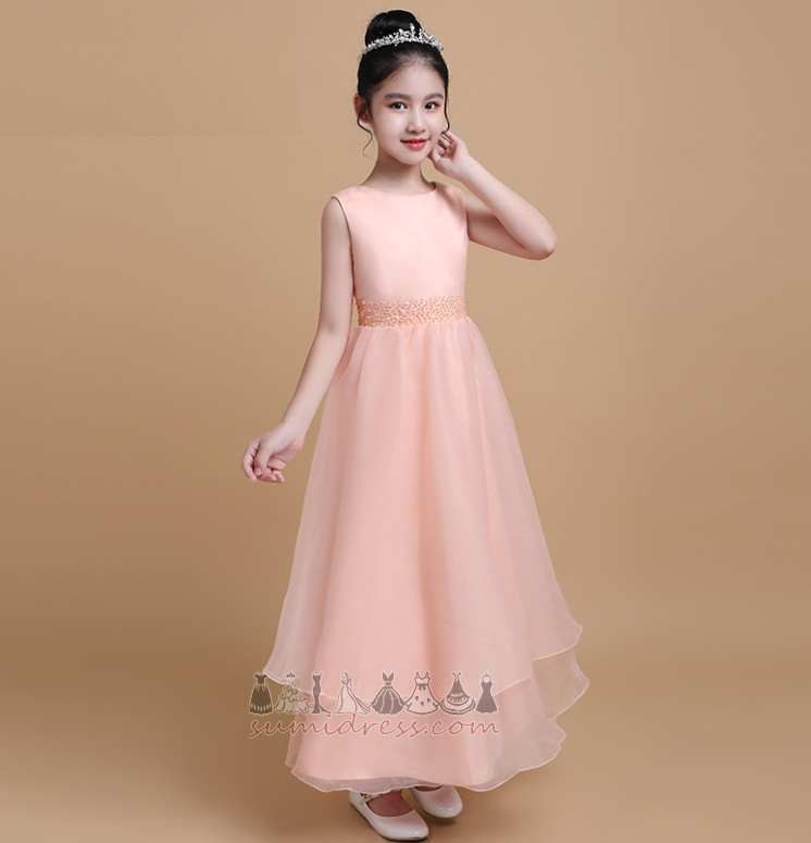 Ankle Length Tiered A-Line Jewel Natural Waist Sleeveless Flower Girl gown