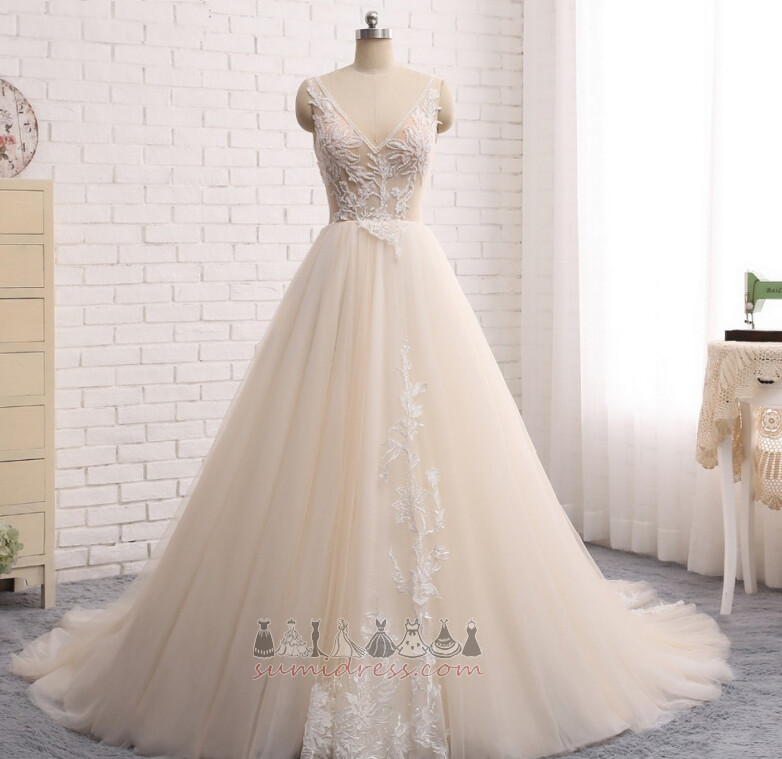 Aplikacijos Berankovis V-kaklo Linija Oficialus Ilgai Vestuvinė suknelė