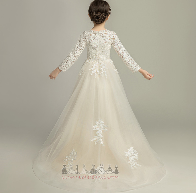 Aplikacijos Oficialus Vestuvės Marškinėliai Linija Gamtos juosmens Gėlių mergaitė suknelė