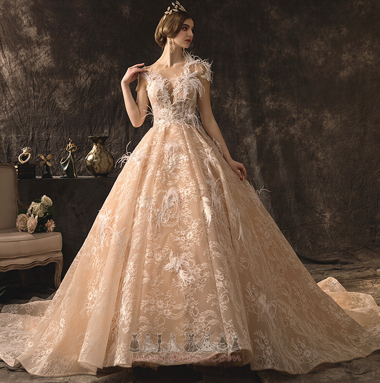 Apple Church Lace-up Jewel Sleeveless Luxurious Wedding Dress