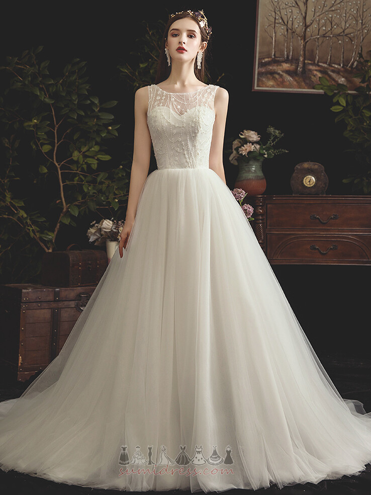 Apple Long Voile Sleeveless Lace-up Sweep Train Wedding skirt