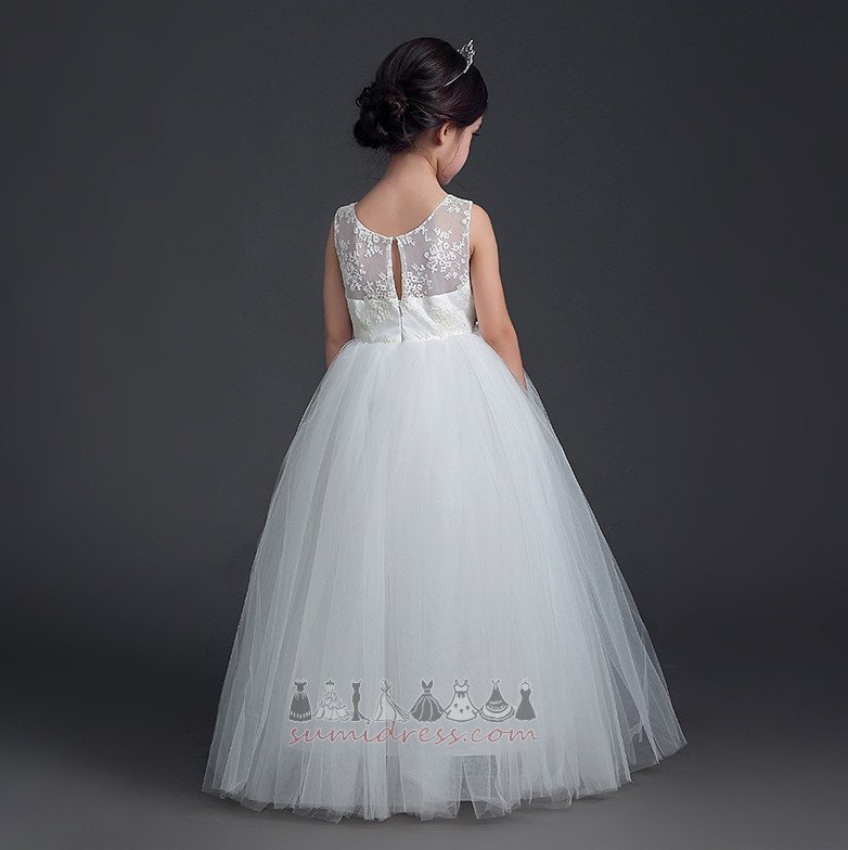 Applike Hochzeit Bateau Mittelgröße Elegante Natürliche Taille Kleine Mädchen Kleid