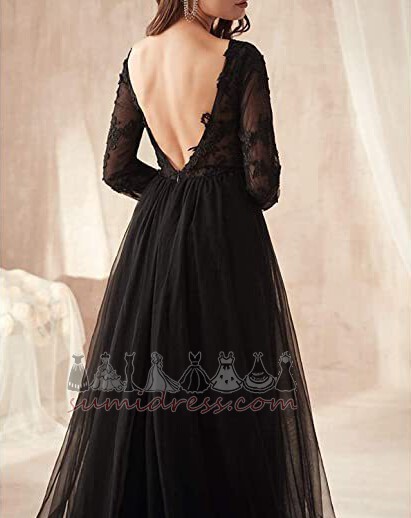 Applique Lace Backless Formal A Line Long Evening Dress