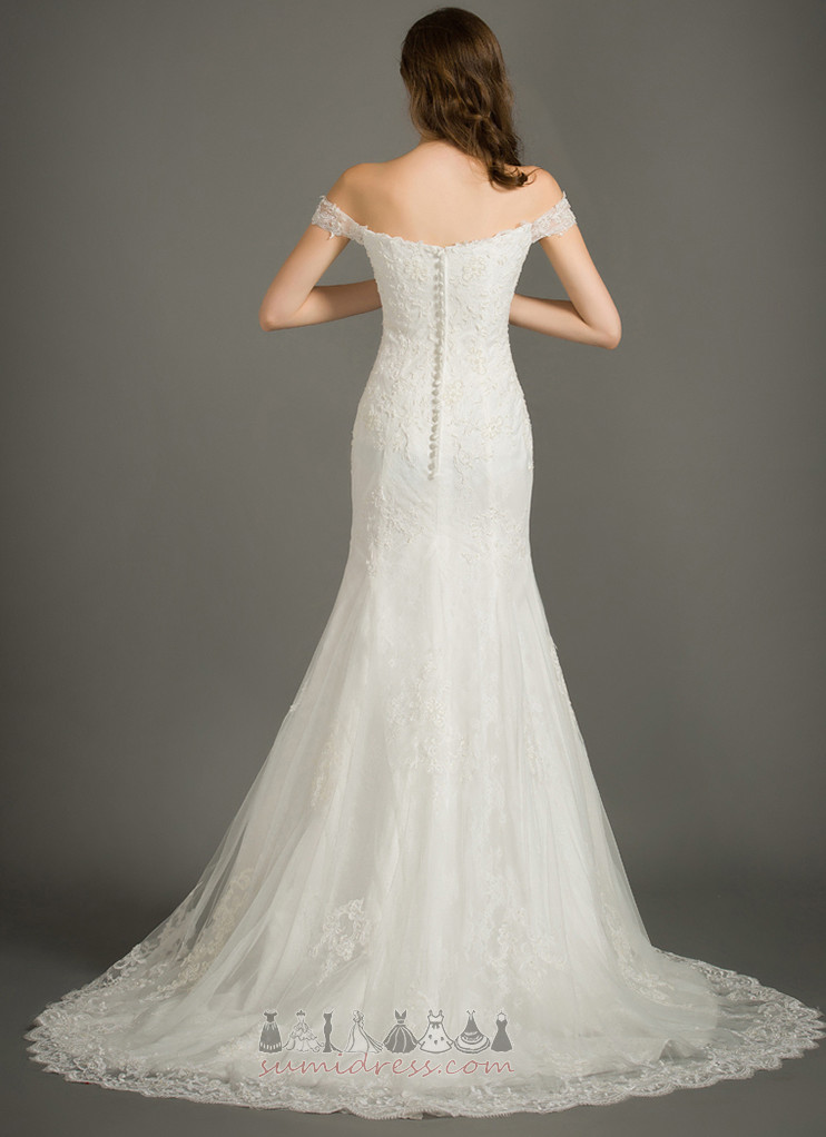 Applique Lace Overlay Fall Natural Waist Floor Length Zipper Up Wedding Dress