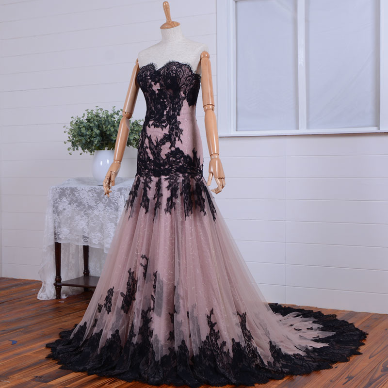 Applique Lace-up Formal Voile Dropped Waist Long Prom Dress