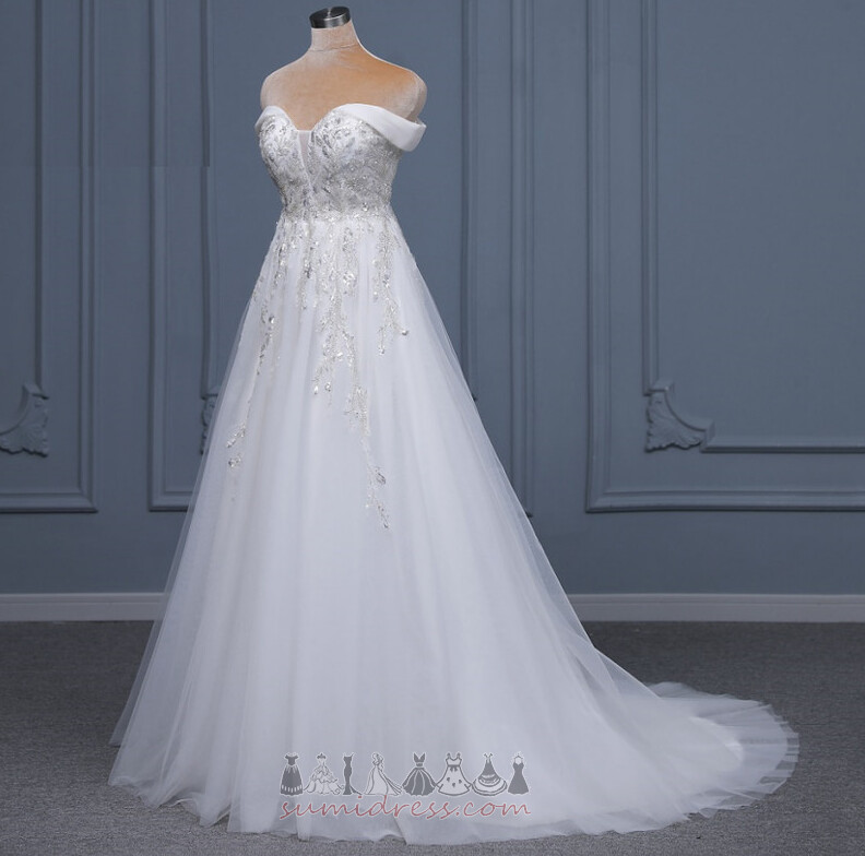 Applique Long Lace-up Sweep Train Empire Waist Summer Wedding Dress