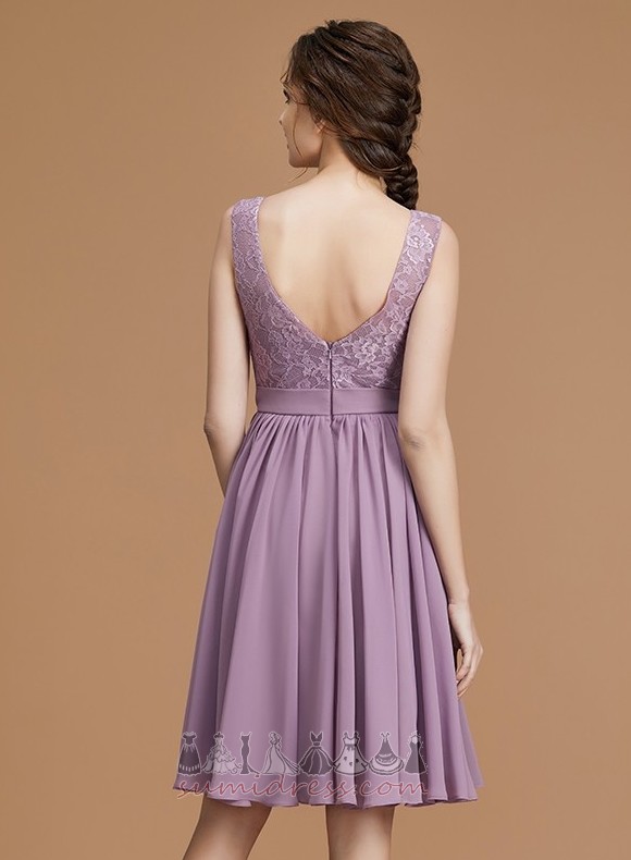 Applique Sleeveless Elegant Bateau Knee Length A-Line Bridesmaid Dress