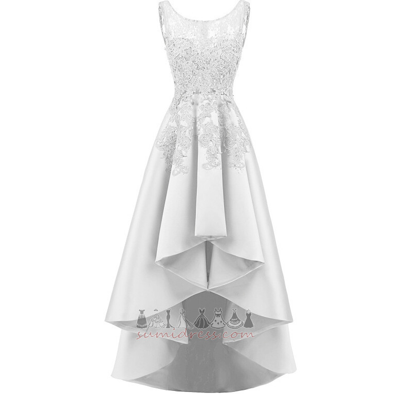 Applique Wedding High Low Sleeveless Elegant Apple Prom Dress