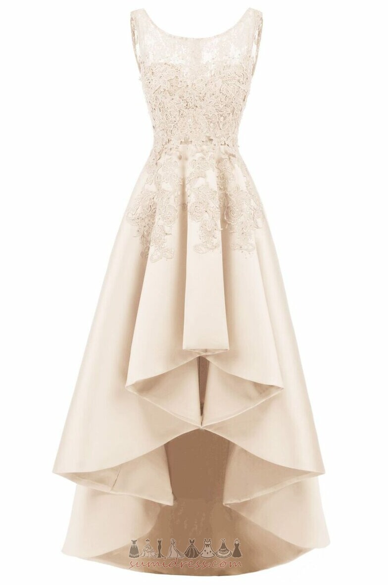 Applique Wedding High Low Sleeveless Elegant Apple Prom Dress