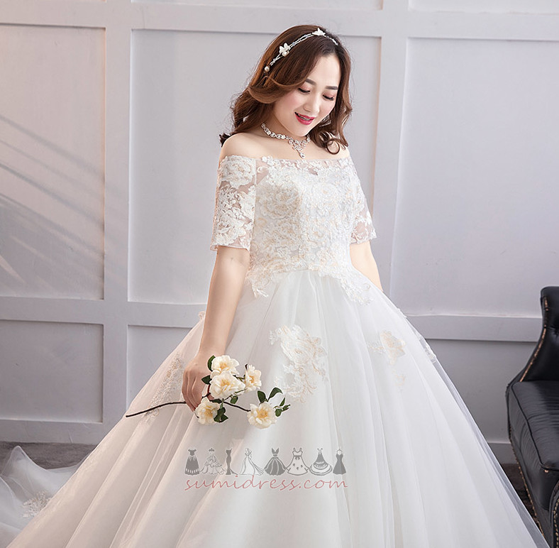 Appliqués Csipke-up Természetes derék Hall Vonalú Organza Esküvői ruha