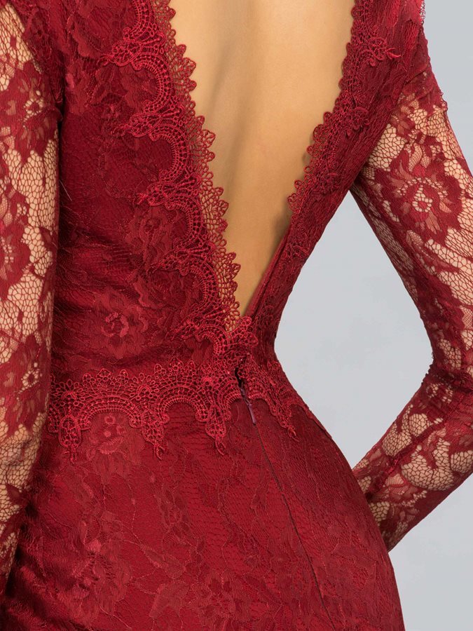 Apvalkalu plačiu kaklu Iliuzija rankovėmis Smulkus Elegantiškas Nėriniai Vakarinės suknelė