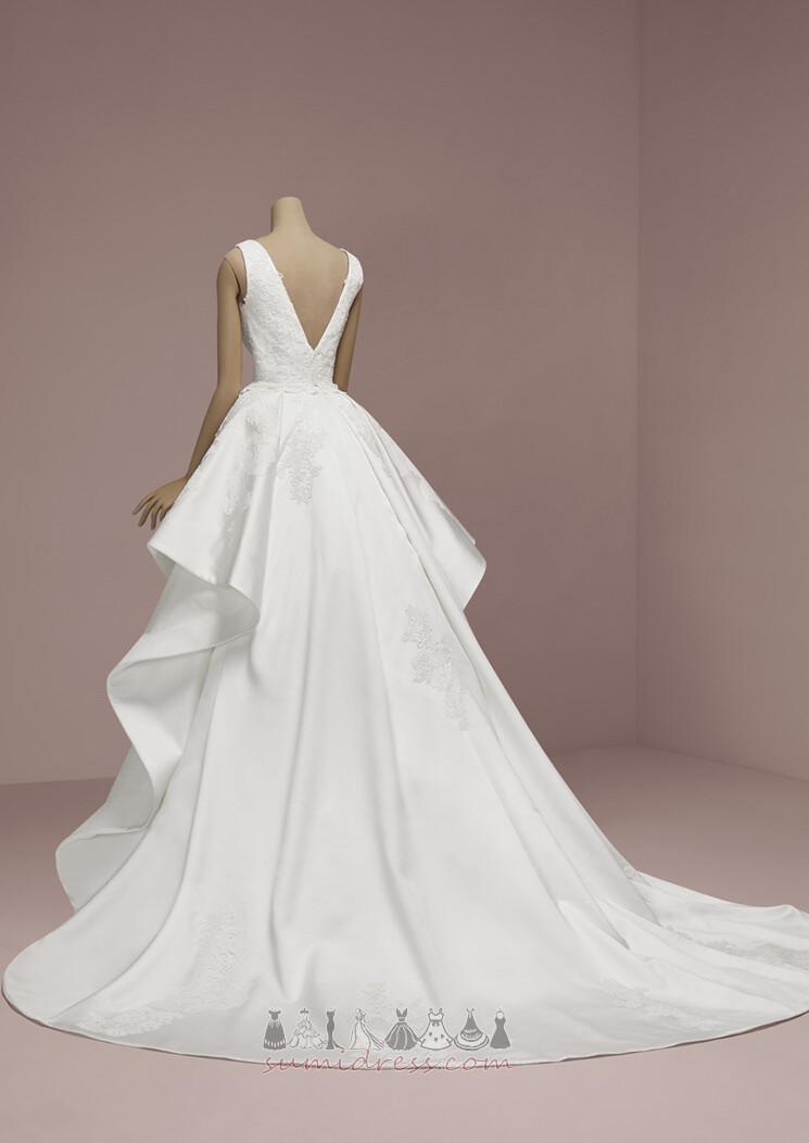 Ärmellos A-Linie Natürliche Taille Lange Reißverschluss Mittelgröße Braut Kleid