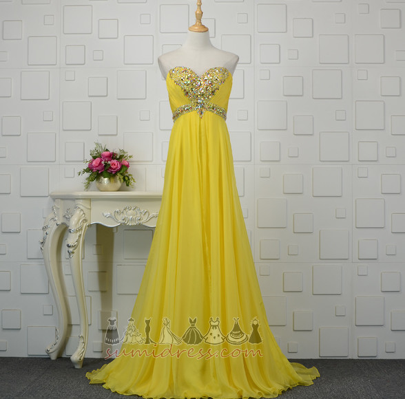Ärmellos Schleppe zu fegen Drapierung Hochzeit Perlengürtel Rückenfrei Abendkleid