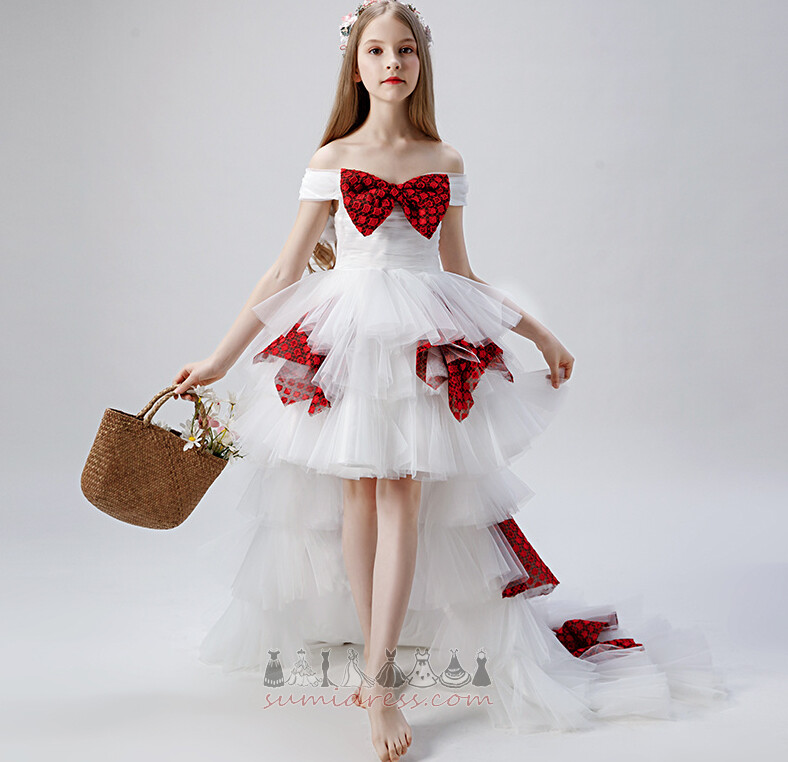 Asimetrik dramatik Çok katmanlı Asimetrik Orta Kepli kollu Küçük kız elbisesi