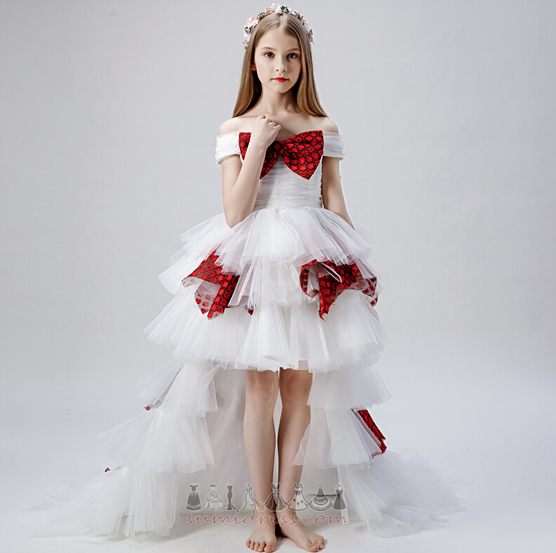 Asimetrik dramatik Çok katmanlı Asimetrik Orta Kepli kollu Küçük kız elbisesi