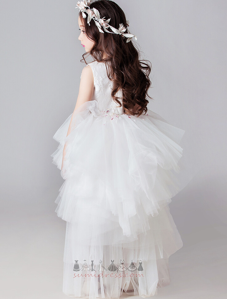 Asimetrik Orta Top Çok katmanlı Asimetrik Tül Çiçek kız elbise