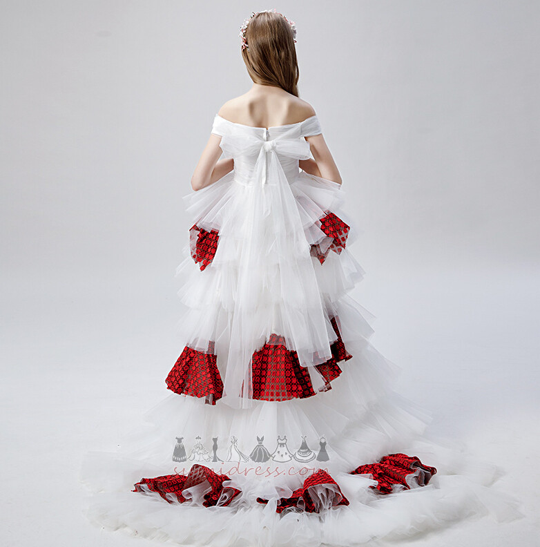 Asimetriškas Apribota rankovėmis Spalvingi Multi sluoksnio Vidutinis Gėlių mergaitė suknelė