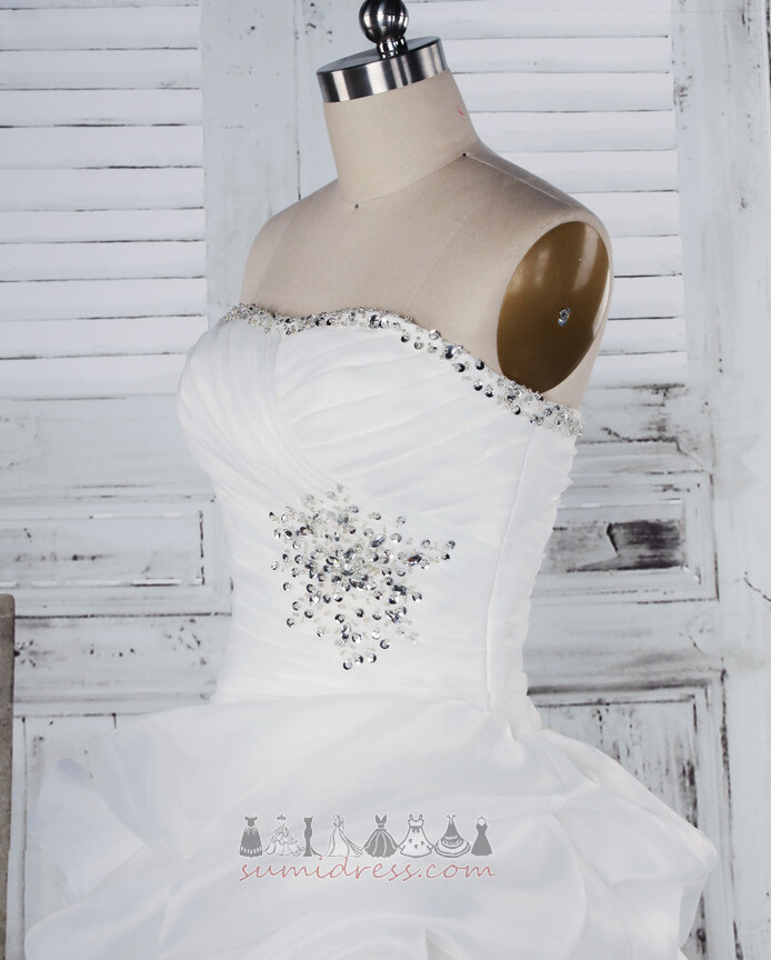 Asymetrické High Low Stredná Čipka-up Šik Prírodné pása Svadobné šaty