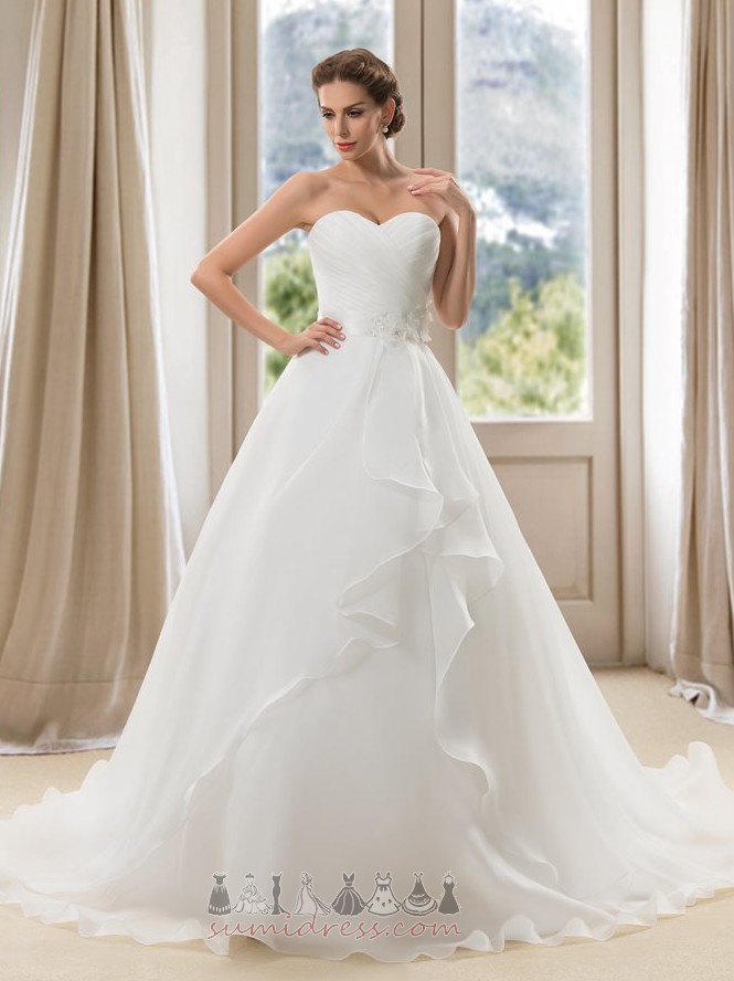 Asymmetrical Backless Cascading Natural Waist Sleeveless Simple Wedding Dress