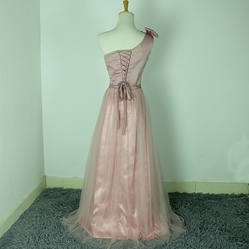 Asymmetrical Chic Medium Lace-up Spring A-Line Bridesmaid Dress