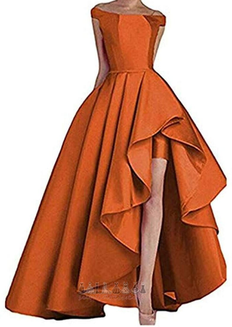 Asymmetrical Draped Natural Waist Off Shoulder Pear Short Prom Dress