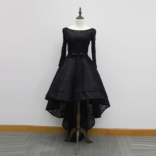 Asymmetrical Elegant Hemline Asymmetrical Natural Waist Illusion Sleeves Evening Dress