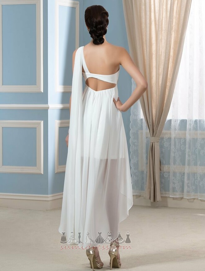 Asymmetrical Hemline Asymmetrical One Shoulder Backless Pleated Bodice Beach Wedding Dress