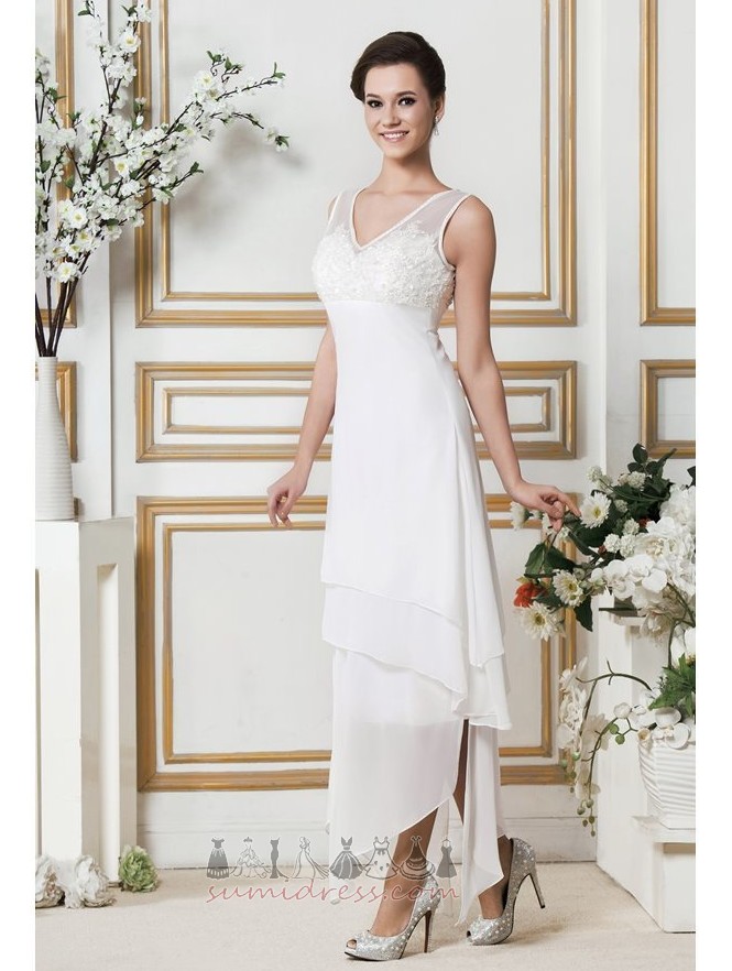 Asymmetrical Hemline Asymmetrical Zipper Up Beach Natural Waist Wedding Dress