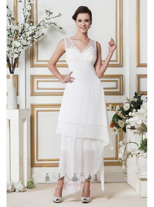 Asymmetrical Hemline Asymmetrical Zipper Up Beach Natural Waist Wedding Dress