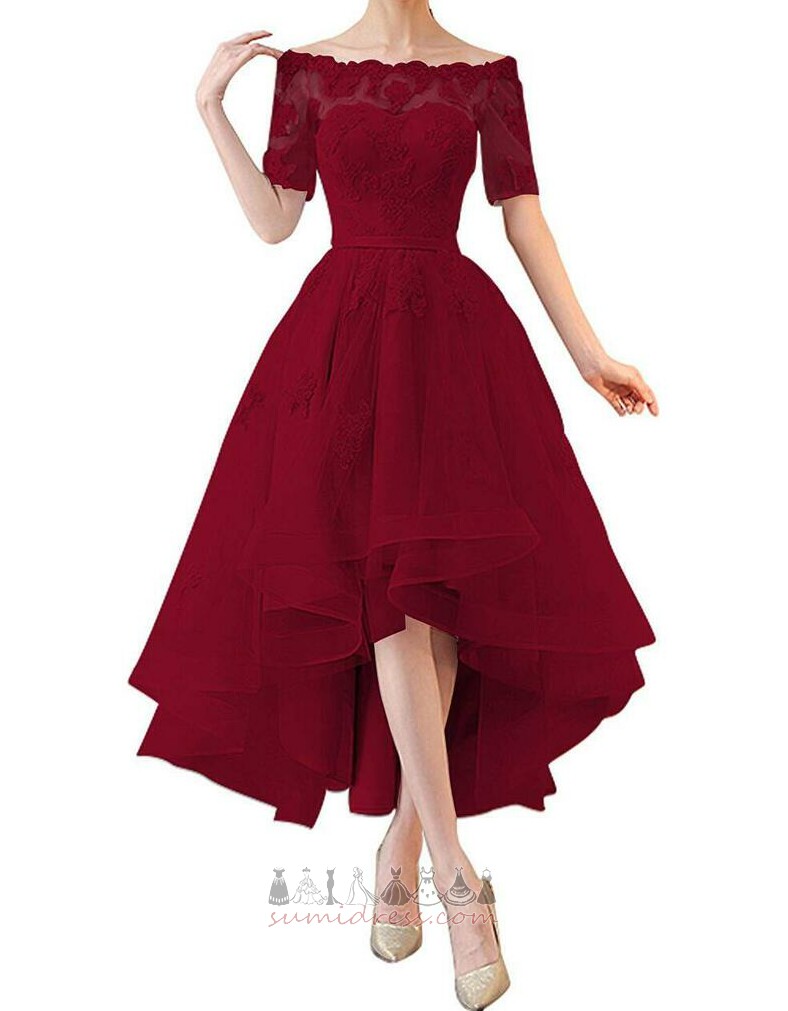 Asymmetrical Sale Lace-up Organza Hemline Asymmetrical Off Shoulder Cocktail Dress
