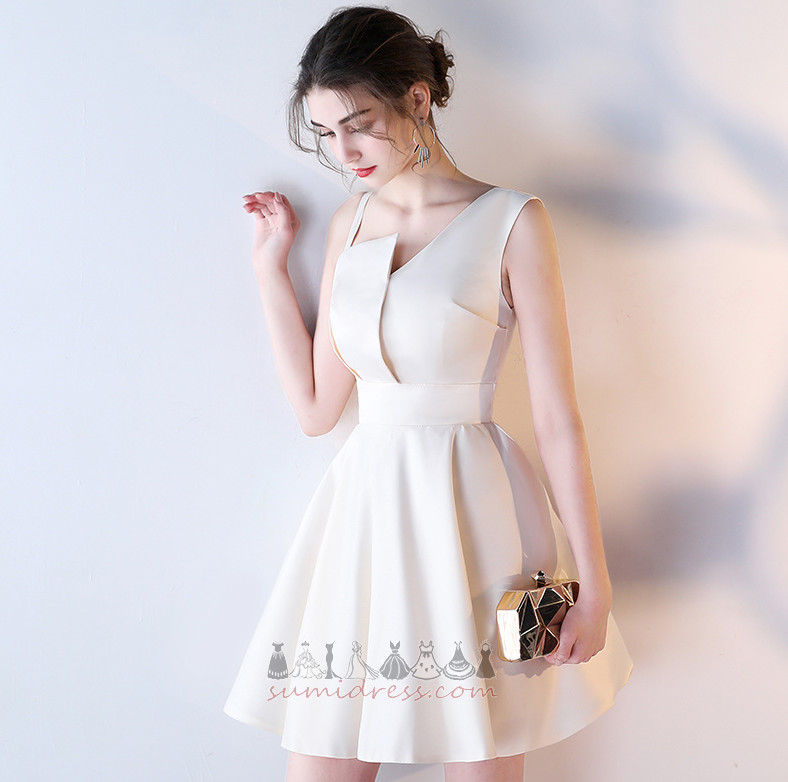 Asymmetrical Sleeveless Satin Zipper Up Summer A-Line Bridesmaid Dress
