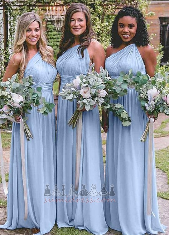Asymmetrical Sleeves Medium banquet Sleeveless Natural Waist A-Line Bridesmaid Dress