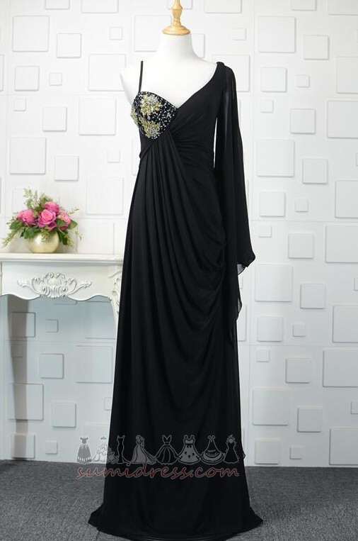 Asymmetrisk krage Høst Draped Empire midje Asymmetriske ermer A-formet Aftenkjole