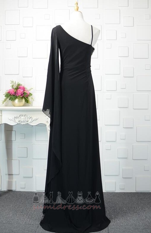 Asymmetrisk krage Høst Draped Empire midje Asymmetriske ermer A-formet Aftenkjole