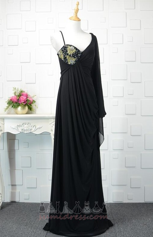 Asymmetrisk krage Høst Draped Empire midje Asymmetriske ermer A-formet Aftenkjole