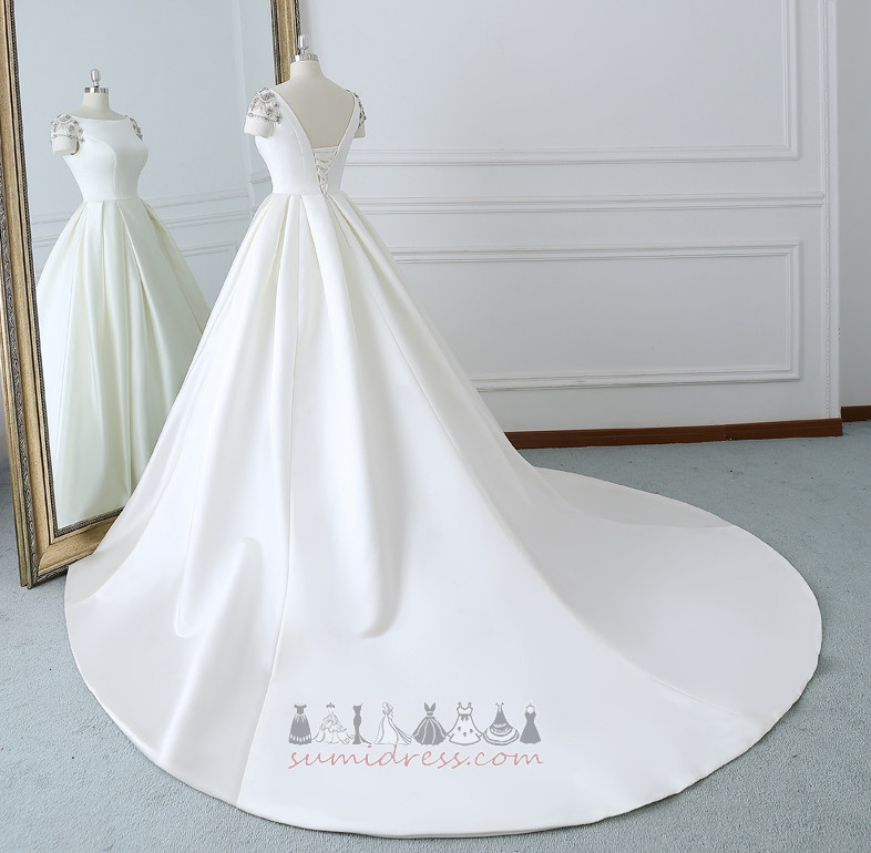 атлас Футболка царський поїзд формальний лінія драпіровані Весільна сукня