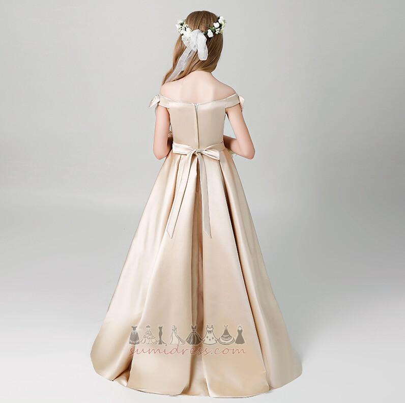 атлас короткі рукави природні Талія асиметричний середа драпіровані Плаття дівчини квітки