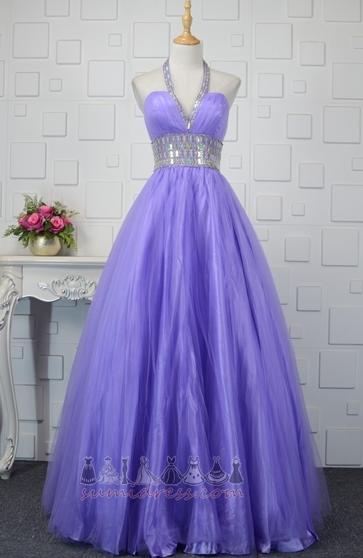 Backless A-Line Crystal Sleeveless Beaded Belt Ceremony Quinceanera Dress