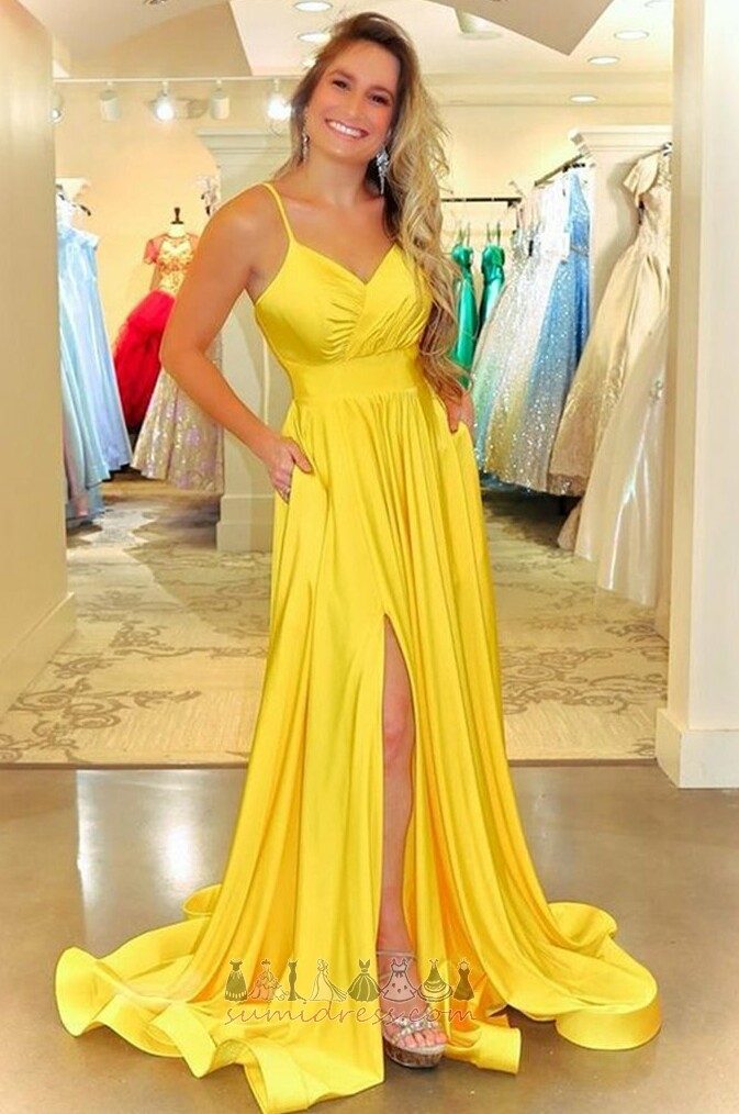 Backless Draped Spring A Line Elegant Sleeveless Evening gown