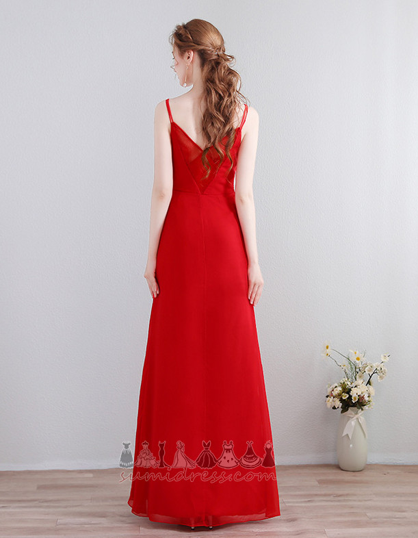 Backless Elegant Draped Natural Waist Spaghetti Straps A-Line Bridesmaid Dress
