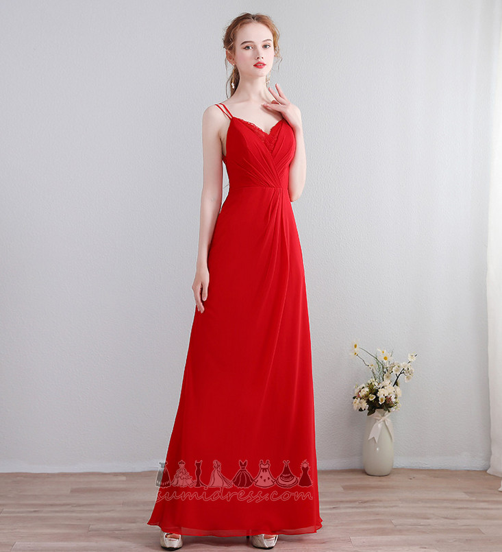 Backless Elegant Draped Natural Waist Spaghetti Straps A-Line Bridesmaid Dress