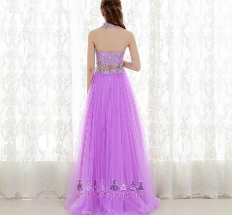 Backless Floor Length Lace Beading Sleeveless Chic Prom Dress