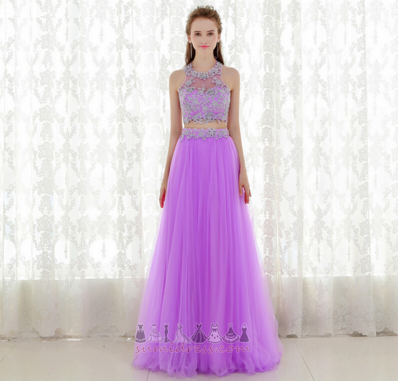 Backless Floor Length Lace Beading Sleeveless Chic Prom Dress