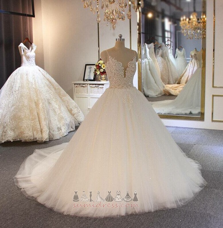 Backless Formal Applique Medium Natural Waist A-Line Wedding Dress