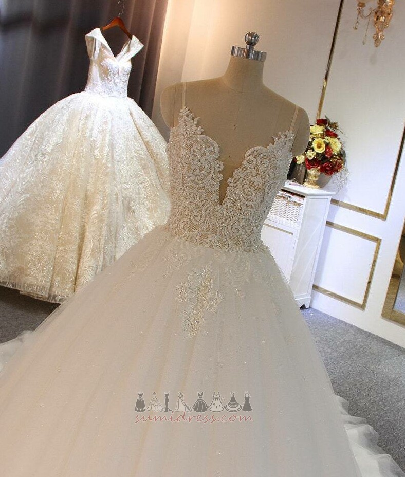 Backless Formal Applique Medium Natural Waist A-Line Wedding Dress