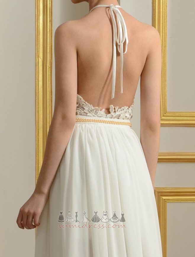 Backless Side Slit Inverted Triangle Sleeveless Draped Beach Wedding Dress